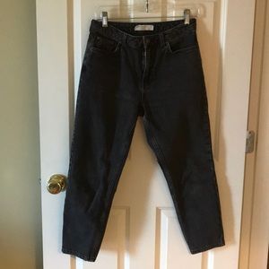 Topshop Petite Mom Jeans in Washed Black
